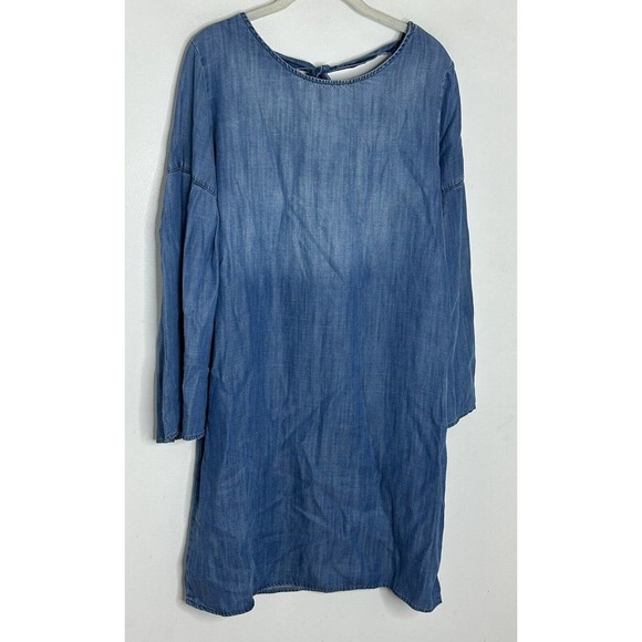 Cloth & Stone Anthropologie Womens Bell Sleeve Chambray Shift Dress Blue Size M - Picture 2 of 7